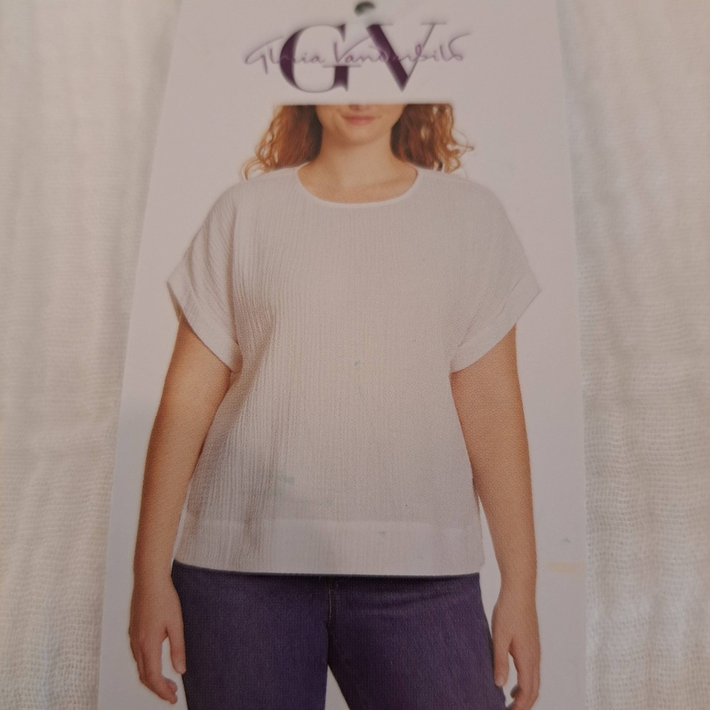 Gloria Vanderbilt Womens Blouse XL White NWT Cotton Gauze 1781-182